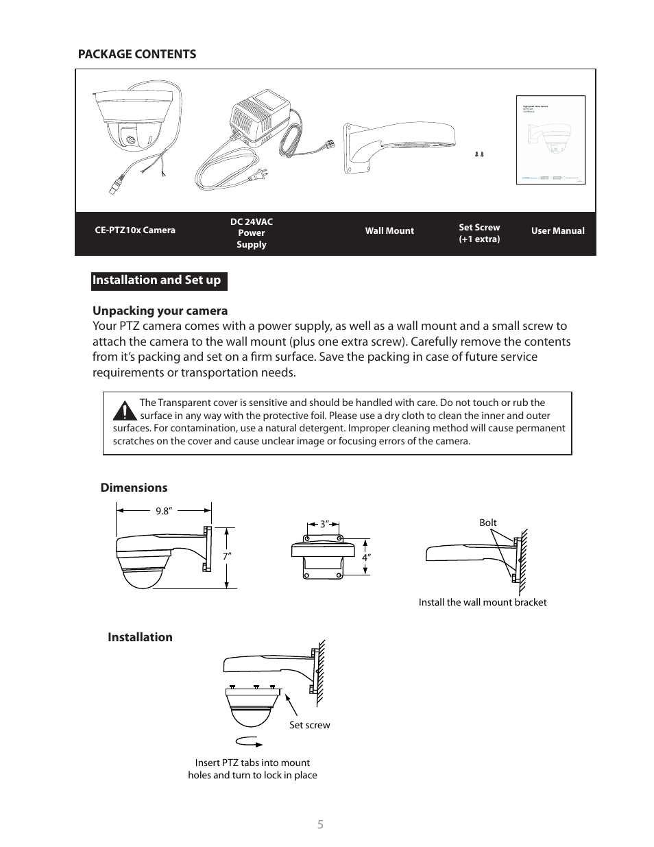 Clinton Electronics CE-PTZ10x User Manual | Page 5 / 22