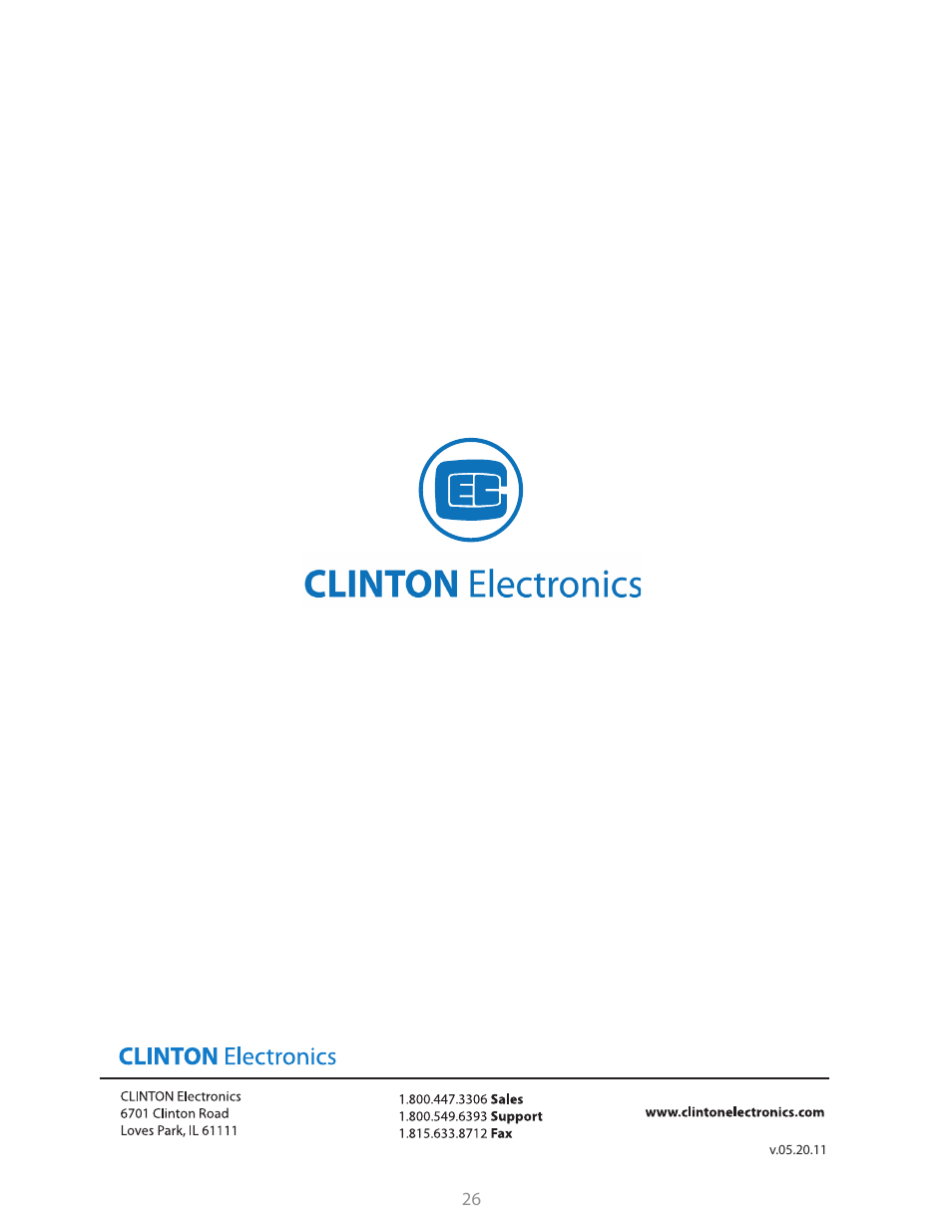 Clinton Electronics CE-M10S User Manual | Page 26 / 26