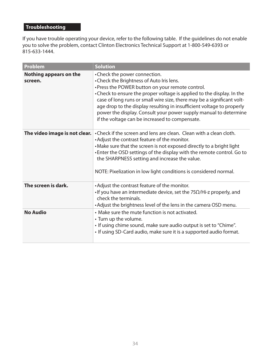 Clinton Electronics CE-M8SD-B User Manual | Page 34 / 36