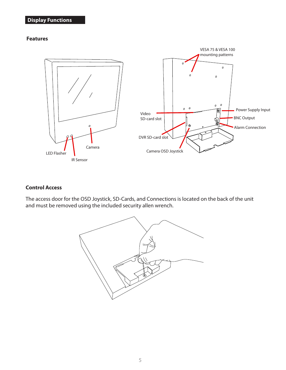 Display functions | Clinton Electronics CE-M8SD-B User Manual | Page 5 / 36