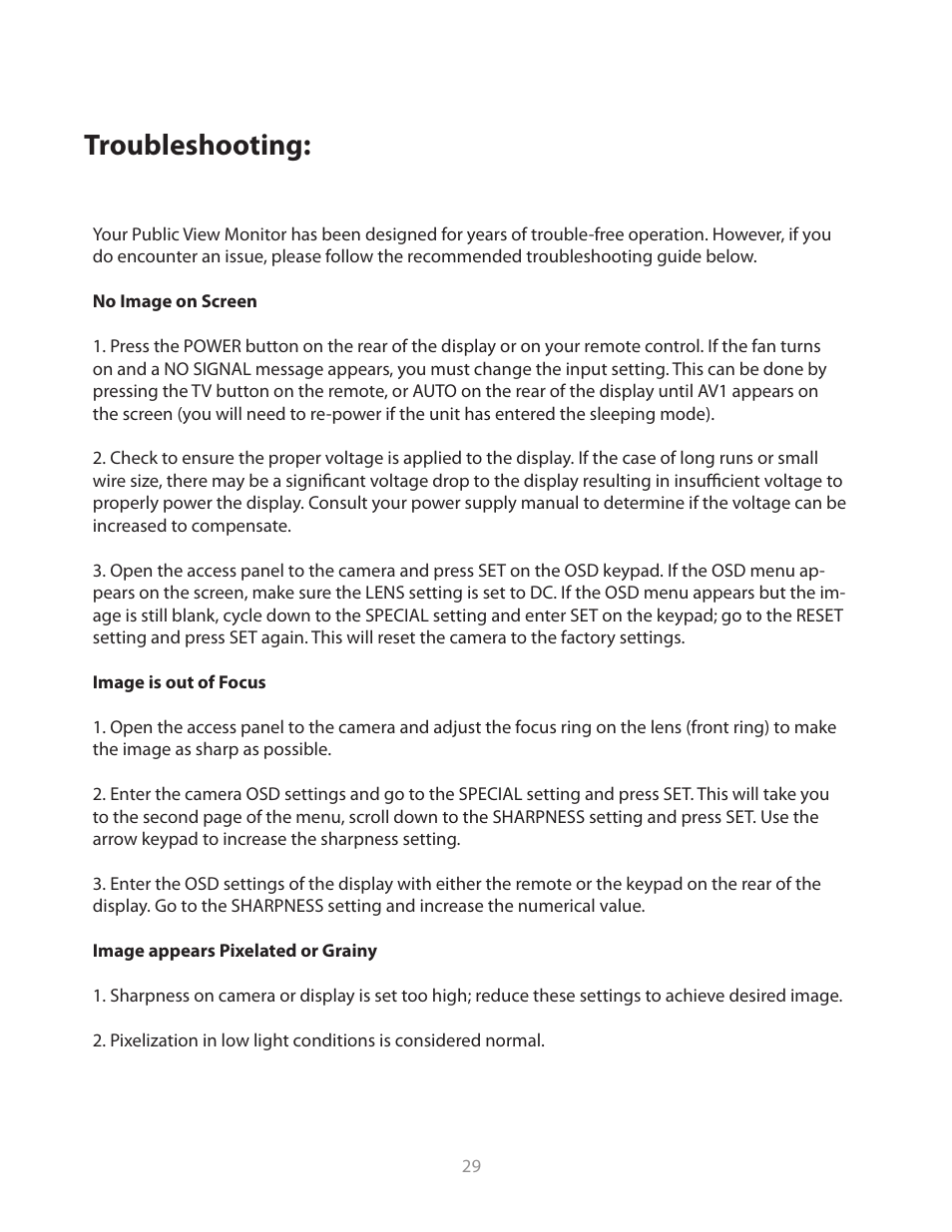 Troubleshooting | Clinton Electronics CE-20PVMDVR User Manual User Manual | Page 29 / 30