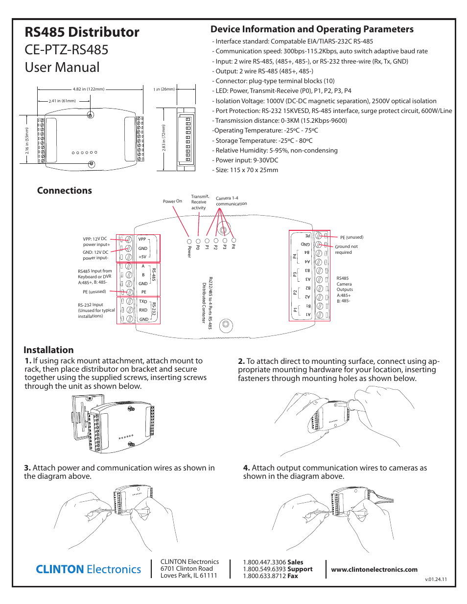 Clinton Electronics CE-PTZ-RS485 User Manual | 1 page