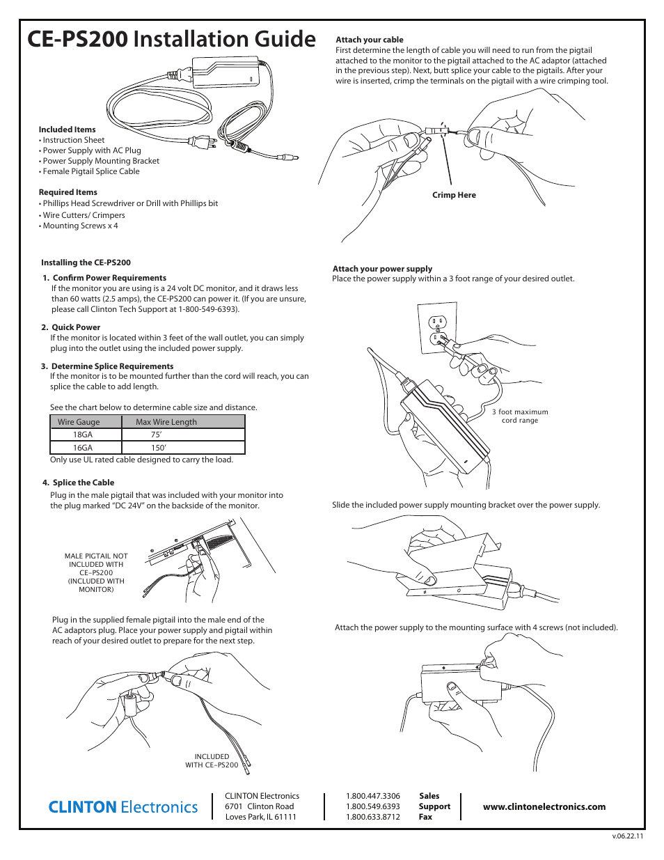 Clinton Electronics CE-PS200 User Manual | 1 page