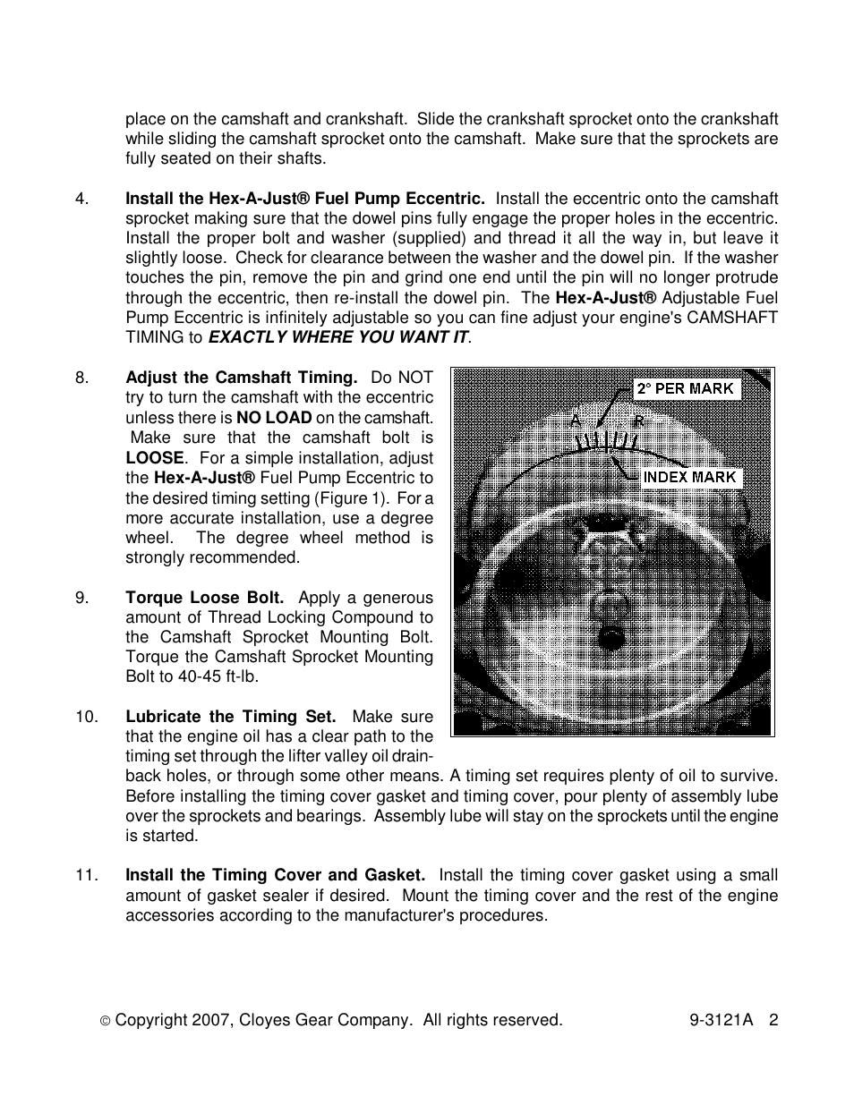 Cloyes Hex-A-Just 9-3121A (Ford 351C, M, 400) User Manual | Page 2 / 2