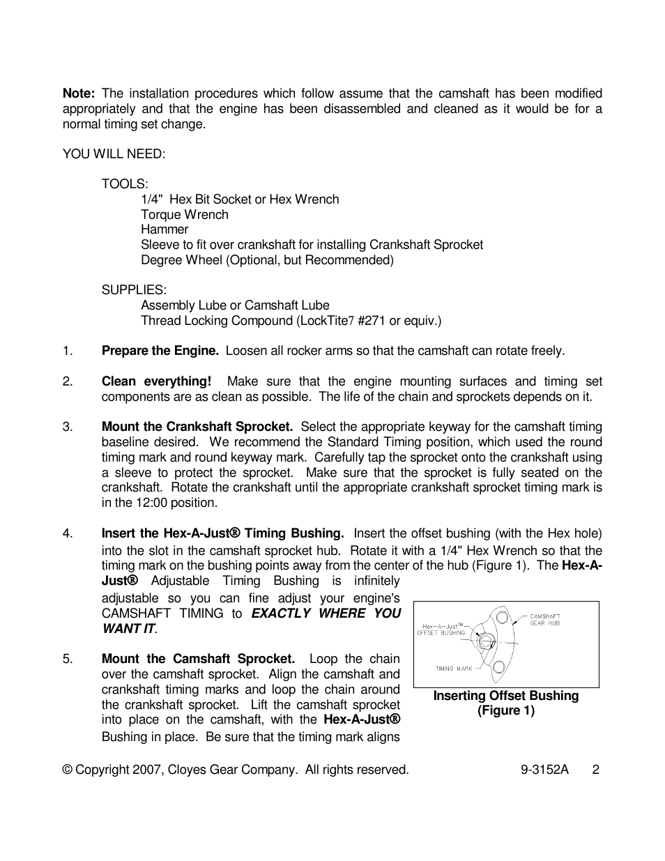 Cloyes Hex-A-Just 9-3152A (Viper 3 Bolt) User Manual | Page 2 / 3