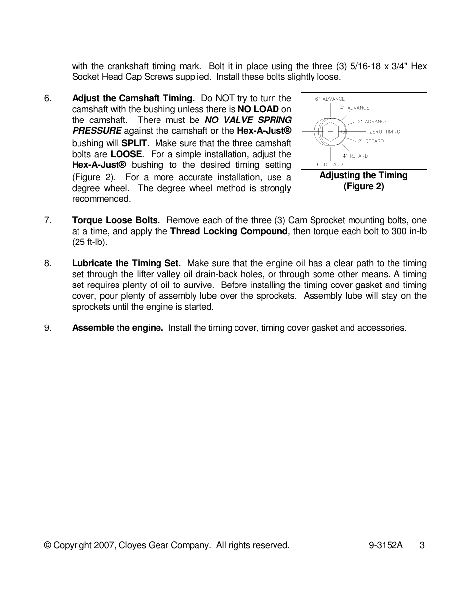 Cloyes Hex-A-Just 9-3152A (Viper 3 Bolt) User Manual | Page 3 / 3