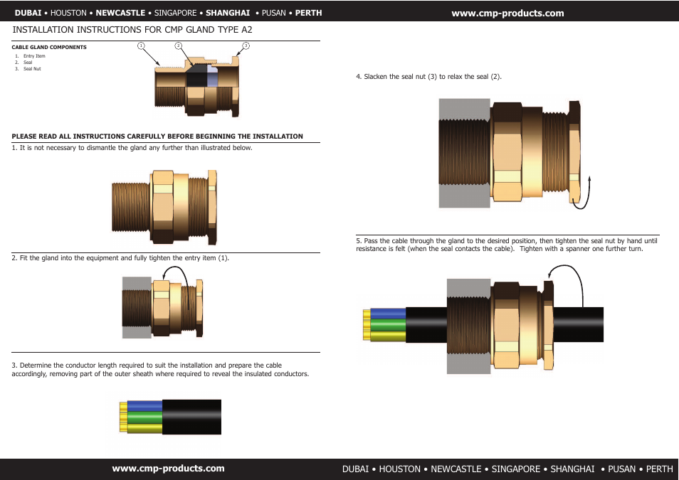 Installation instructions for cmp gland type a2 | CMP A2 User Manual | Page 2 / 2