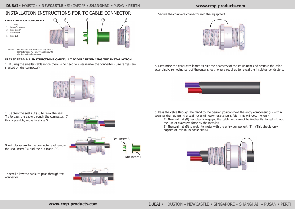 Installation instructions for tc cable connector | CMP TC User Manual | Page 2 / 2