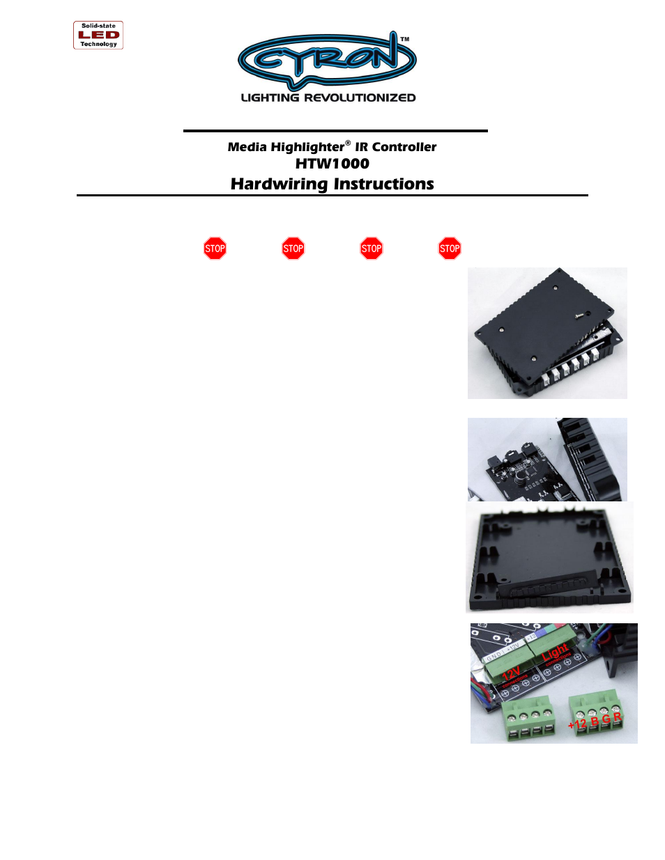 Cyron Lighting HTW1000 User Manual | 2 pages