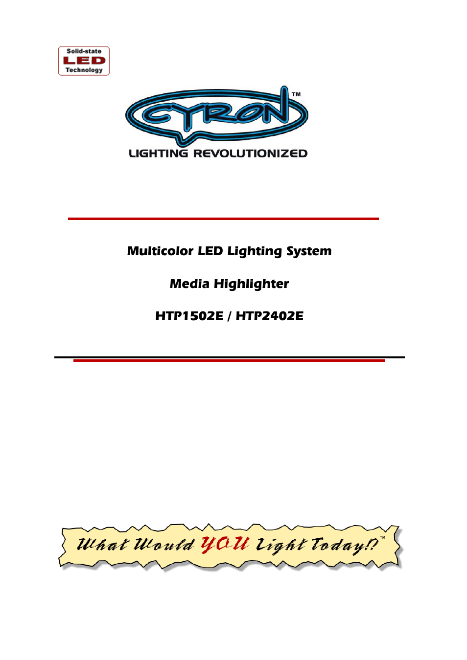 Cyron Lighting HTP1502E User Manual | 12 pages