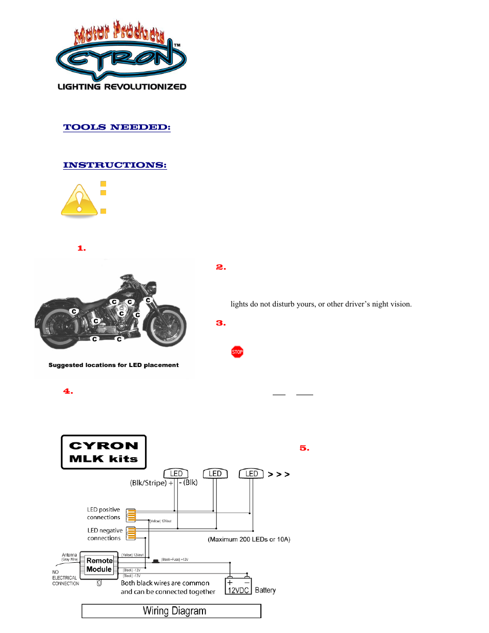 Cyron Lighting MLK Kits 2011 User Manual | 2 pages