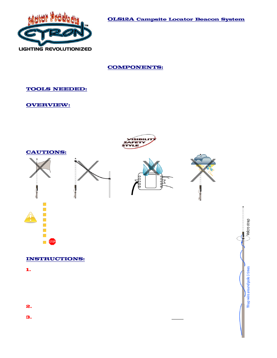Cyron Lighting OLS12A User Manual | 2 pages