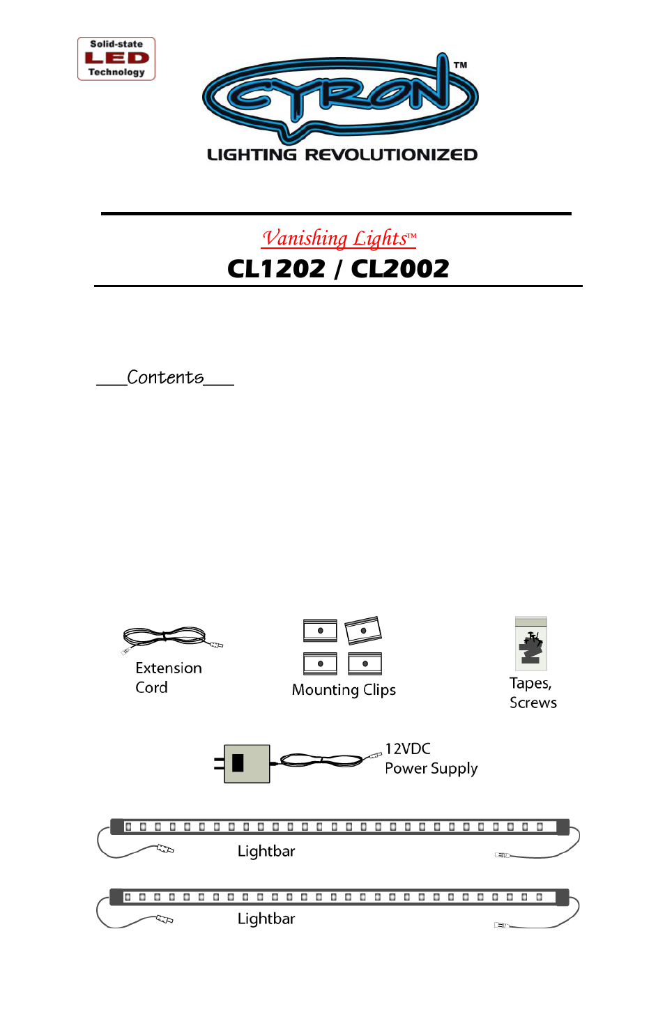 Vanishing lights | Cyron Lighting Vanishing Lights User Manual | Page 2 / 8