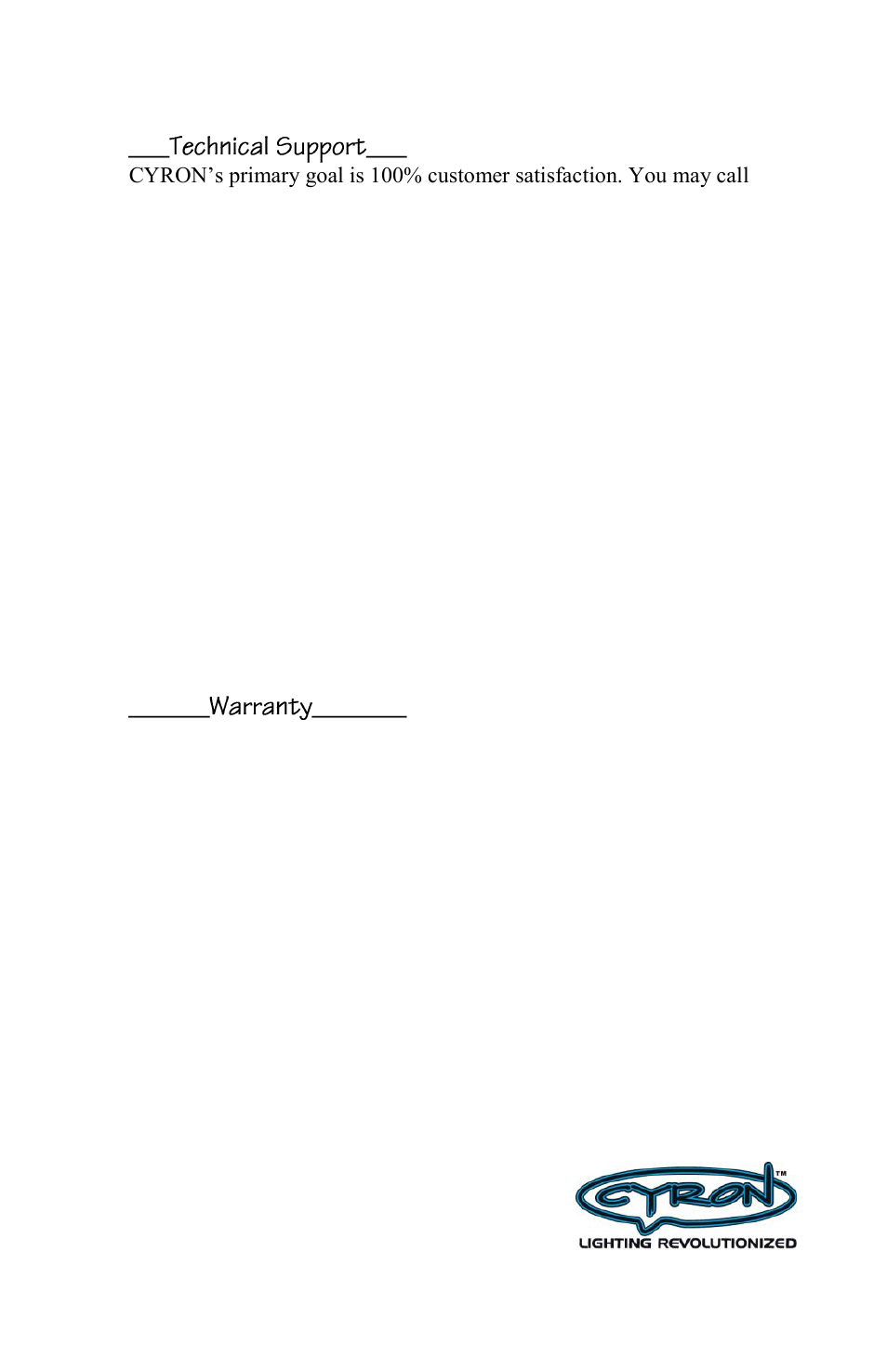 Cyron Lighting Vanishing Lights User Manual | Page 8 / 8