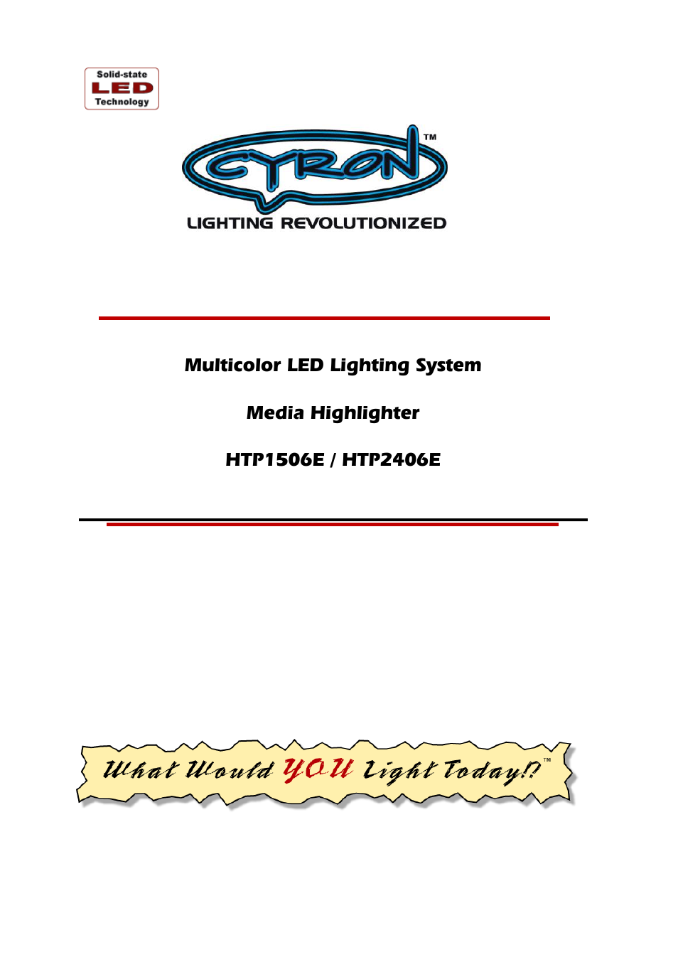 Cyron Lighting HTP1506E User Manual | 12 pages