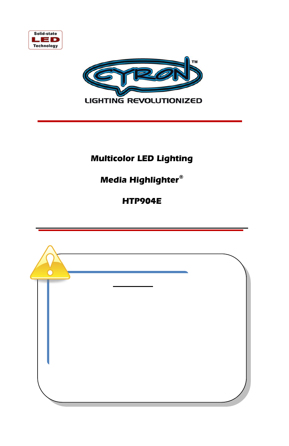 Cyron Lighting HTP904E User Manual | 12 pages
