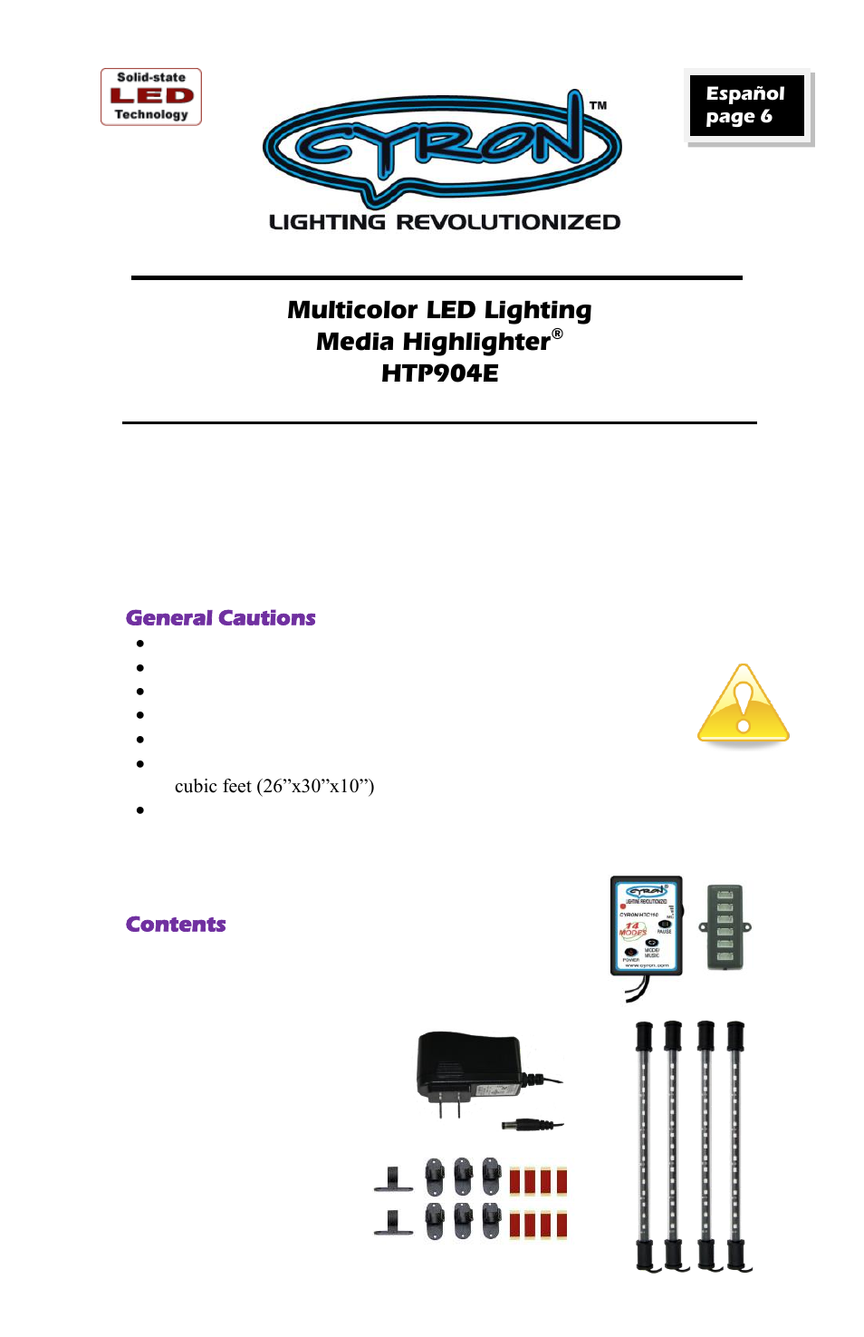 Multicolor led lighting media highlighter, Htp904e | Cyron Lighting HTP904E User Manual | Page 2 / 12