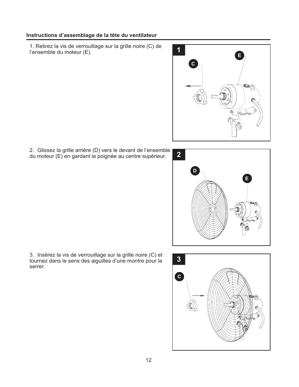 Artwork disclaimers font legend, Danger, Instructions d'assamblage ventilateur chef | DECO BREEZE Fan Head User Manual | Page 12 / 24