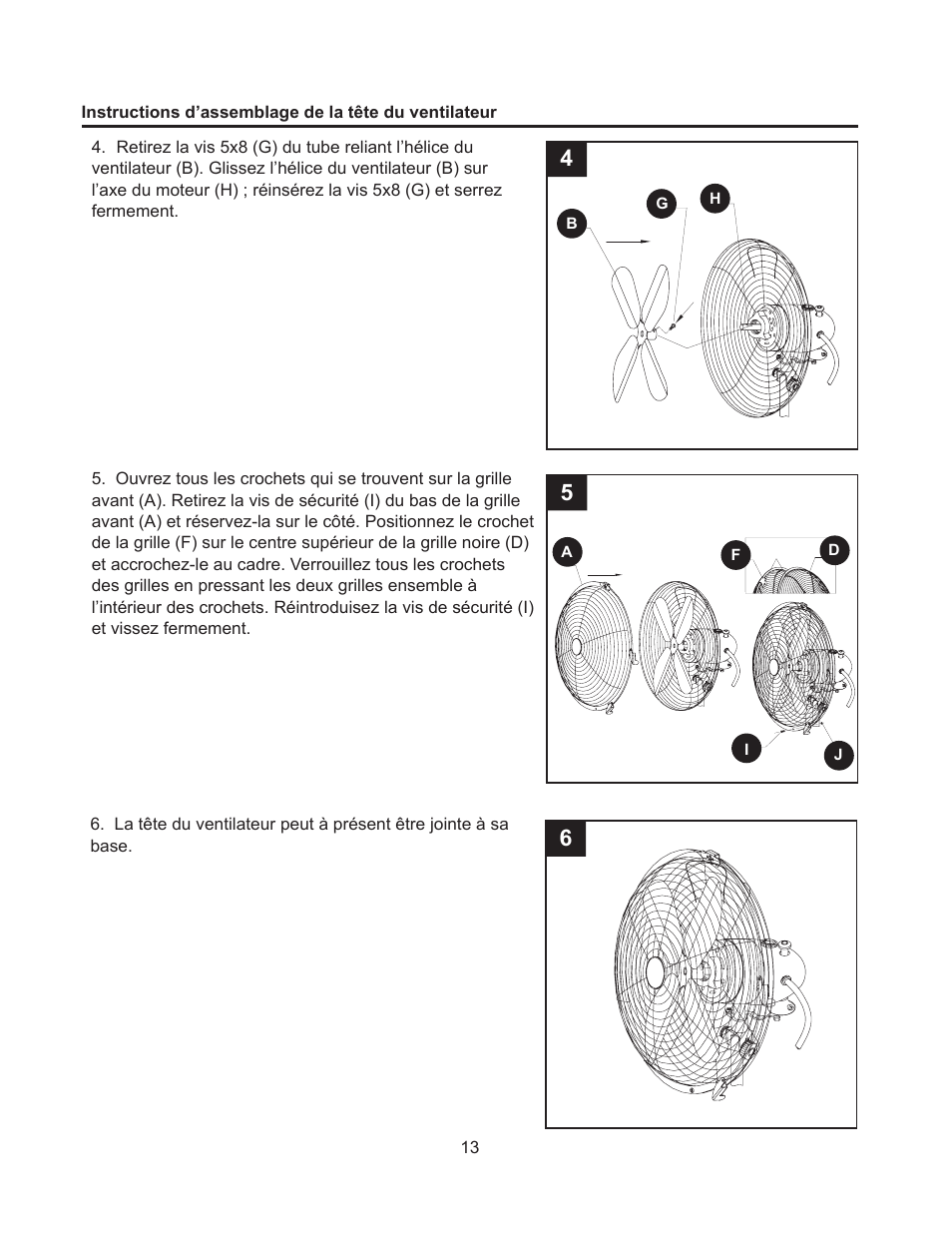 Artwork disclaimers font legend, Danger, Instructions d'assamblage ventilateur chef | DECO BREEZE Fan Head User Manual | Page 13 / 24