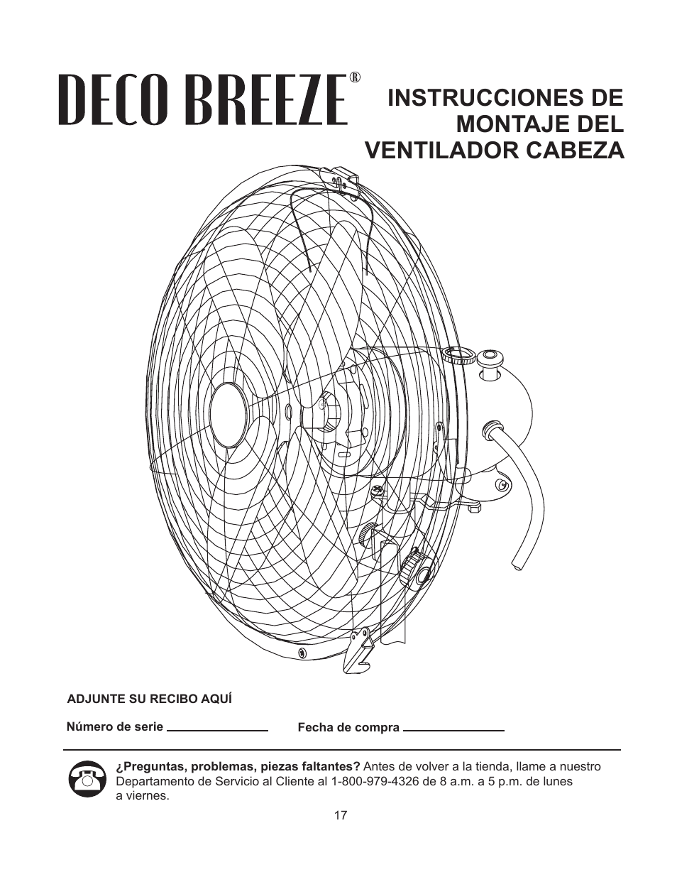 Artwork disclaimers font legend, Peligro, Instrucciones de montaje del ventilador cabeza | DECO BREEZE Fan Head User Manual | Page 17 / 24