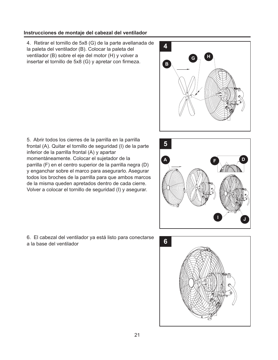 Artwork disclaimers font legend, Peligro, Instrucciones de montaje del ventilador cabeza | DECO BREEZE Fan Head User Manual | Page 21 / 24