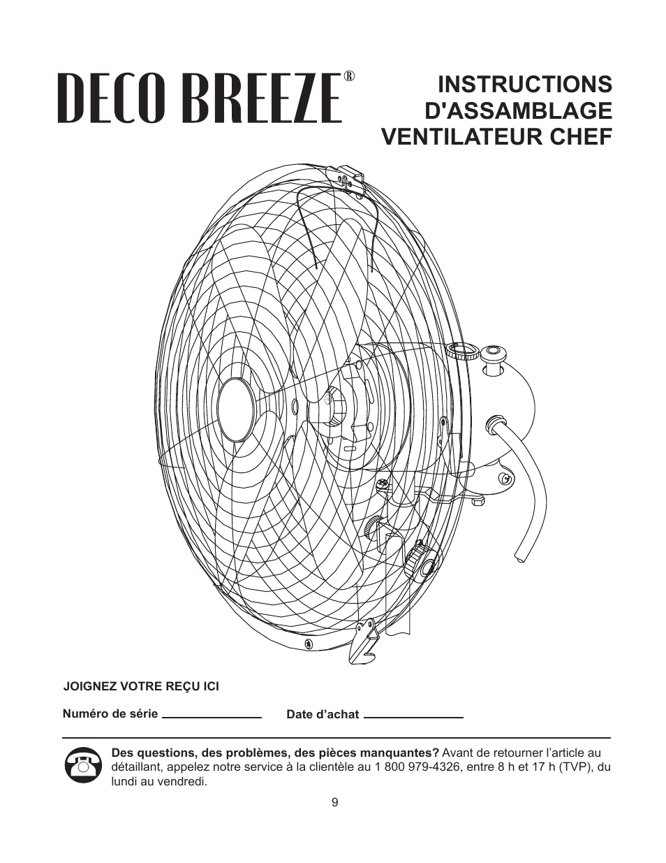 Artwork disclaimers font legend, Danger, Instructions d'assamblage ventilateur chef | DECO BREEZE Fan Head User Manual | Page 9 / 24