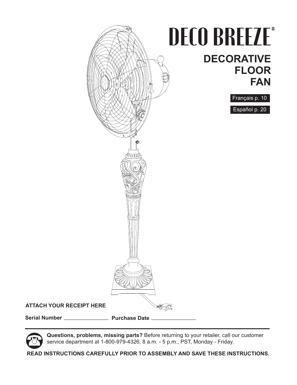 DECO BREEZE Decorative Floor Fan User Manual | 27 pages