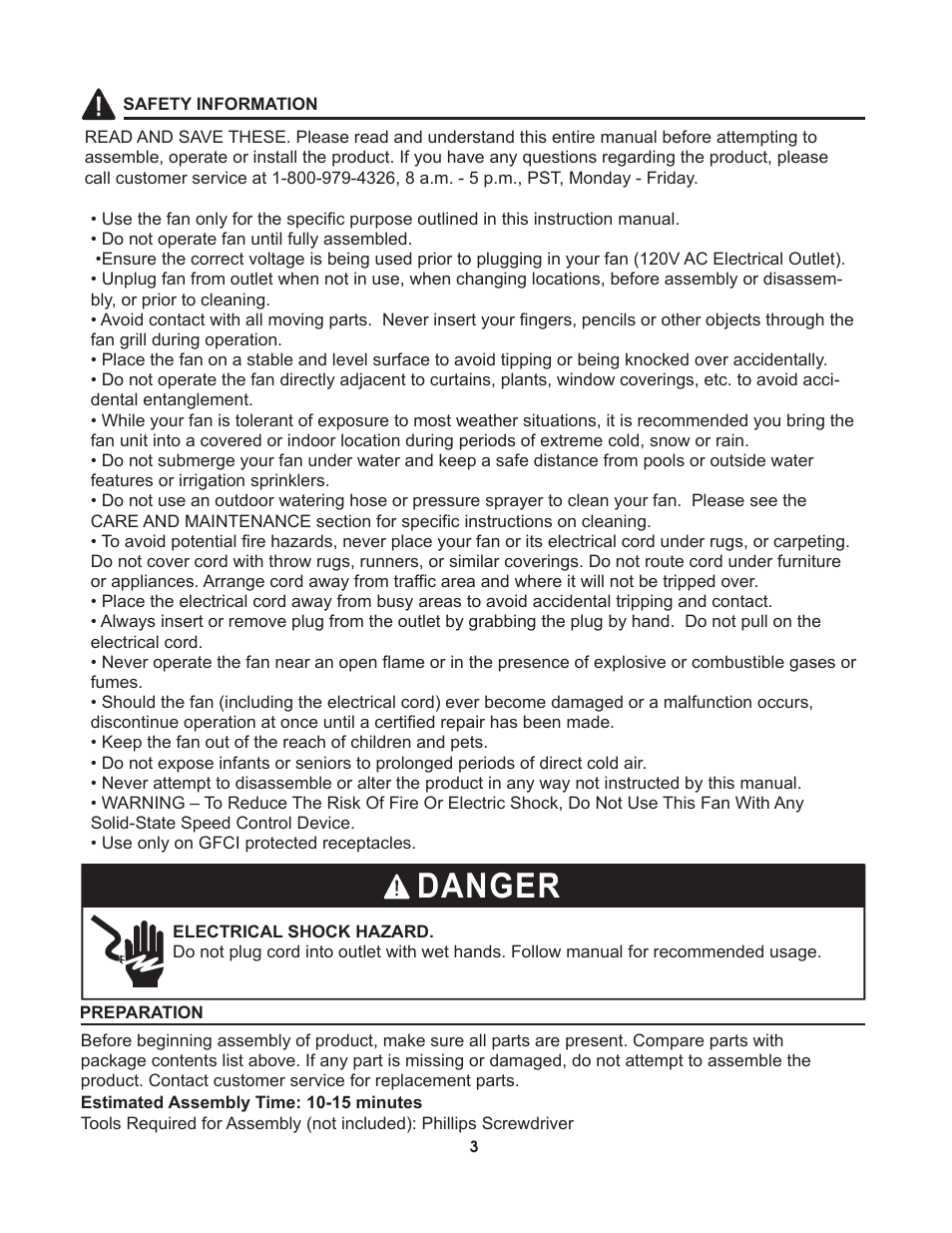 Artwork disclaimers font legend, Danger, Decorative tabletop fan | DECO BREEZE Decorative Tabletop Fan User Manual | Page 3 / 27