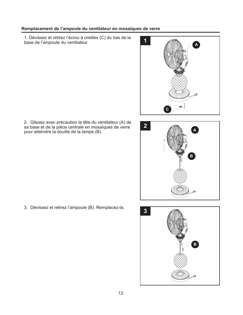 Artwork disclaimers font legend, Danger, Table ventilateur décoratifs haut | DECO BREEZE Mosaic Decorative Tabletop Fan User Manual | Page 12 / 24