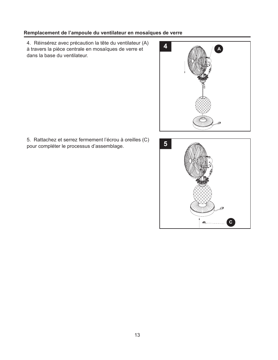 Artwork disclaimers font legend, Danger, Table ventilateur décoratifs haut | DECO BREEZE Mosaic Decorative Tabletop Fan User Manual | Page 13 / 24