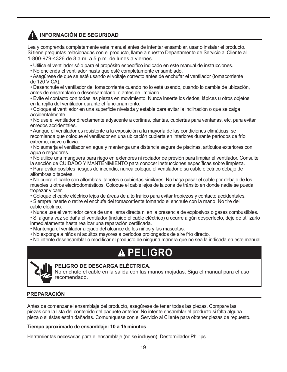 Artwork disclaimers font legend, Peligro, Mesa decorativas comienzo ventilador | DECO BREEZE Mosaic Decorative Tabletop Fan User Manual | Page 19 / 24