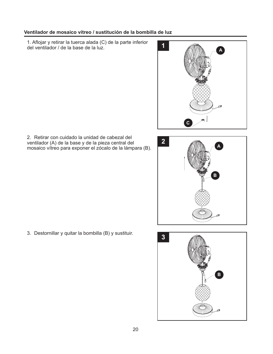 Artwork disclaimers font legend, Peligro, Mesa decorativas comienzo ventilador | DECO BREEZE Mosaic Decorative Tabletop Fan User Manual | Page 20 / 24