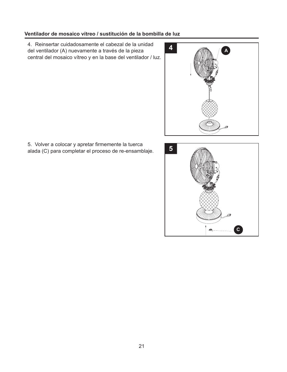 Artwork disclaimers font legend, Peligro, Mesa decorativas comienzo ventilador | DECO BREEZE Mosaic Decorative Tabletop Fan User Manual | Page 21 / 24