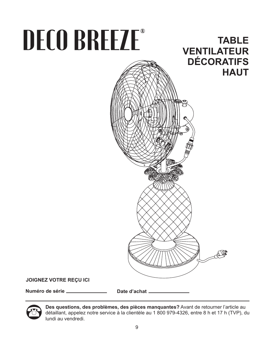 Artwork disclaimers font legend, Danger, Table ventilateur décoratifs haut | DECO BREEZE Mosaic Decorative Tabletop Fan User Manual | Page 9 / 24