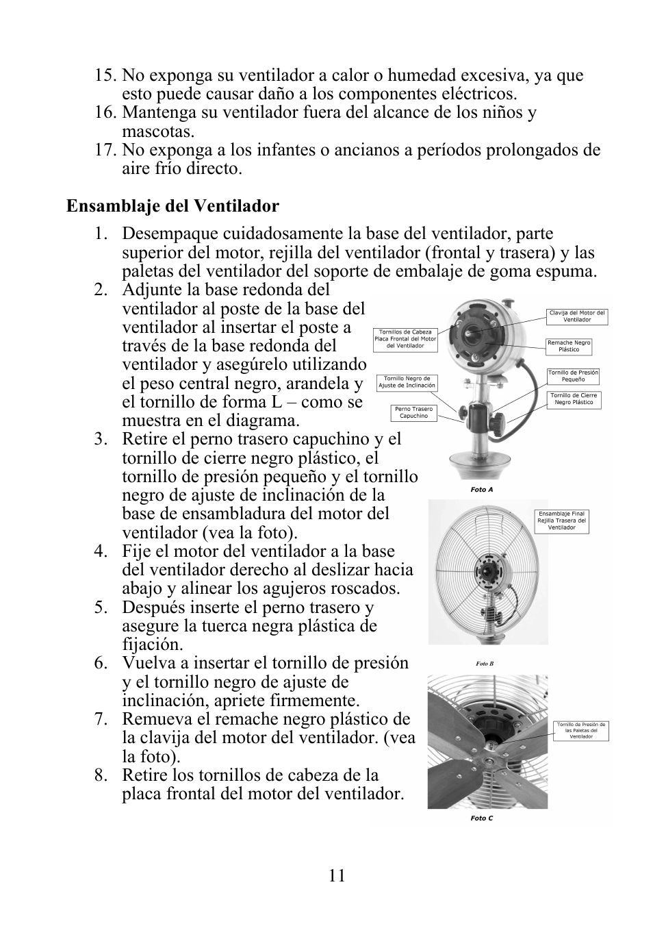 DECO BREEZE Adjustable Height Floor Fan User Manual | Page 12 / 15