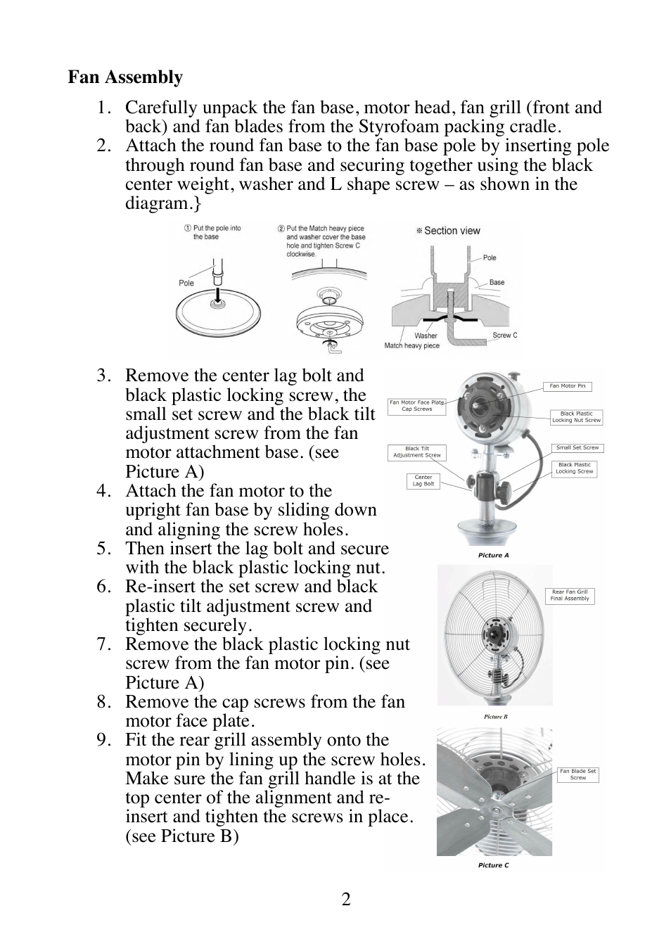 DECO BREEZE Adjustable Height Floor Fan User Manual | Page 3 / 15