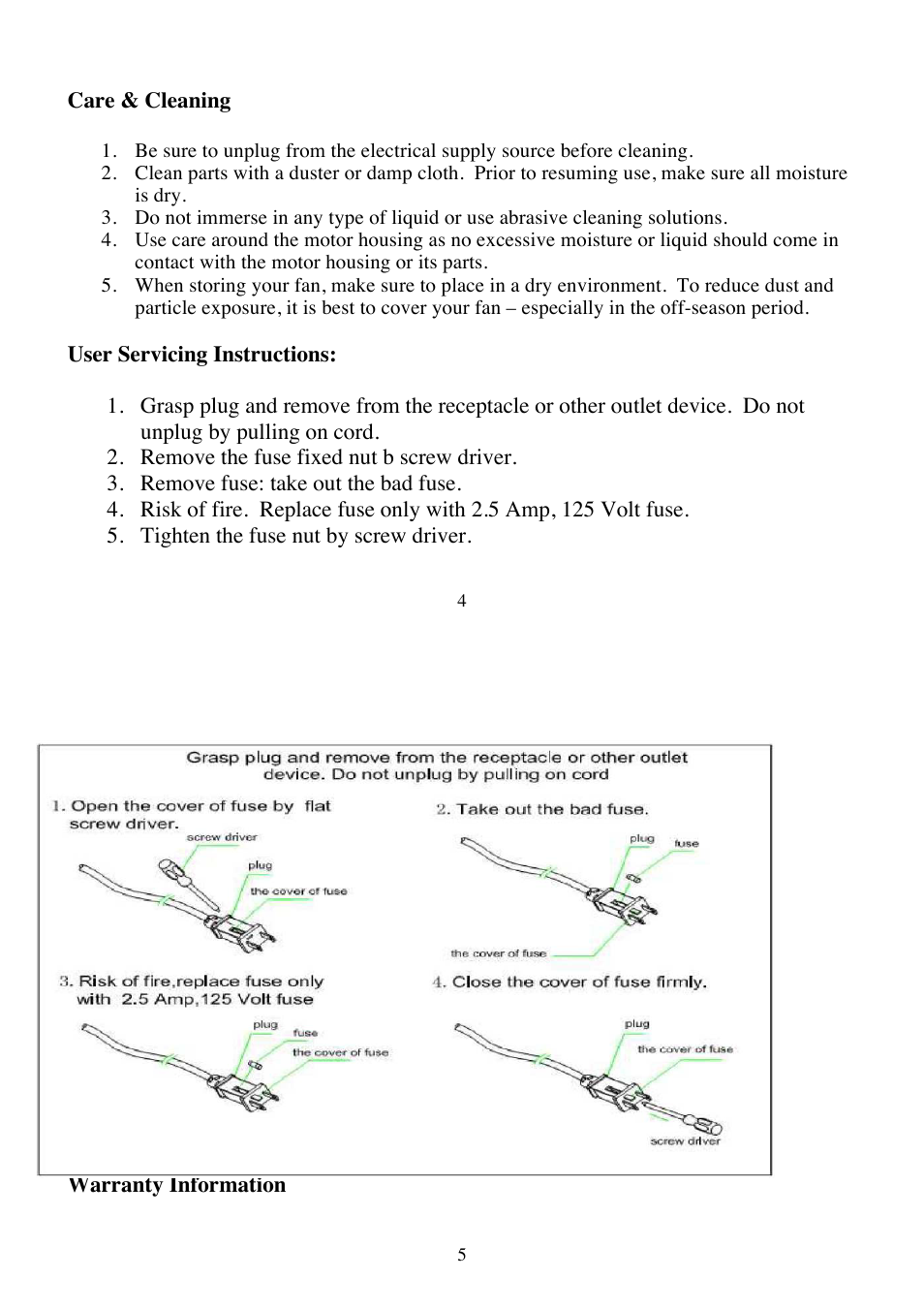 DECO BREEZE Decorative 7" Figurine Fan User Manual | Page 3 / 12
