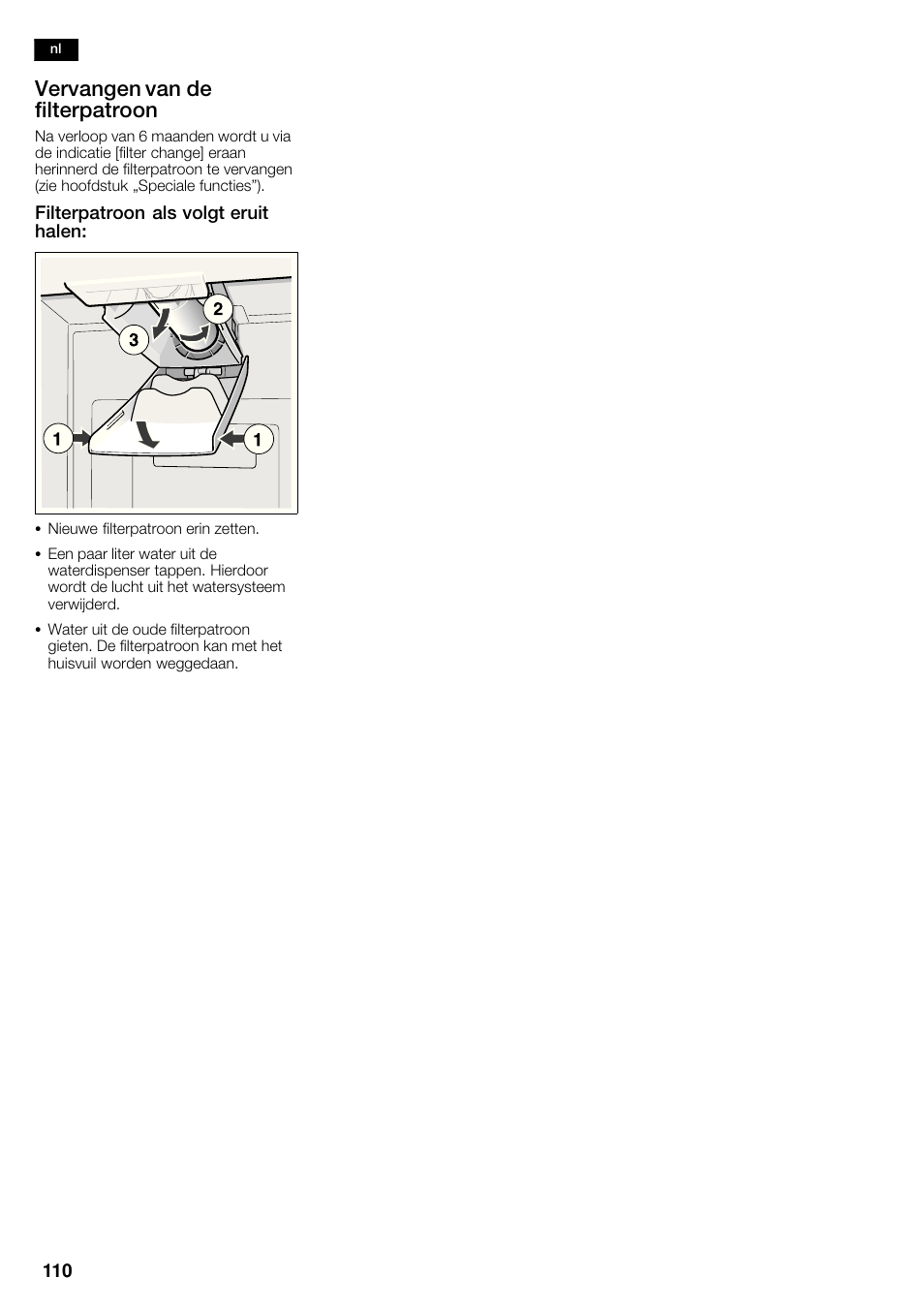 Vervangen van de filterpatroon | Neff K5935D1 User Manual | Page 110 / 140