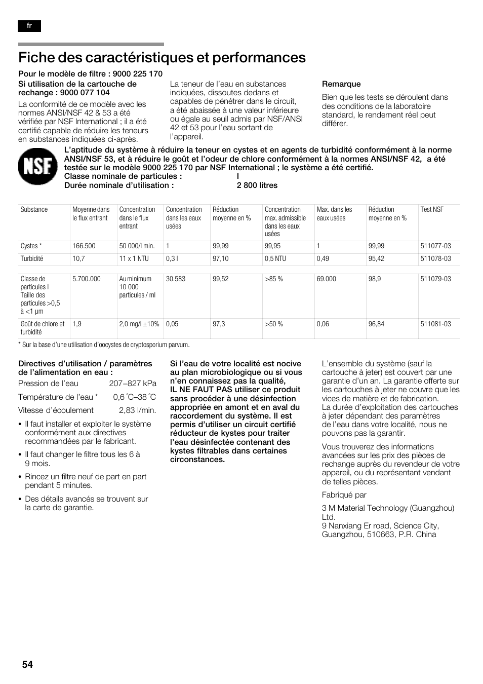 Fiche des caractéristiques et performances | Neff K5920D1 User Manual | Page 54 / 98