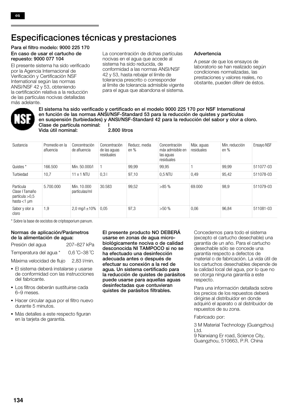 Especificaciones técnicas y prestaciones | Neff K5950N1 User Manual | Page 134 / 140