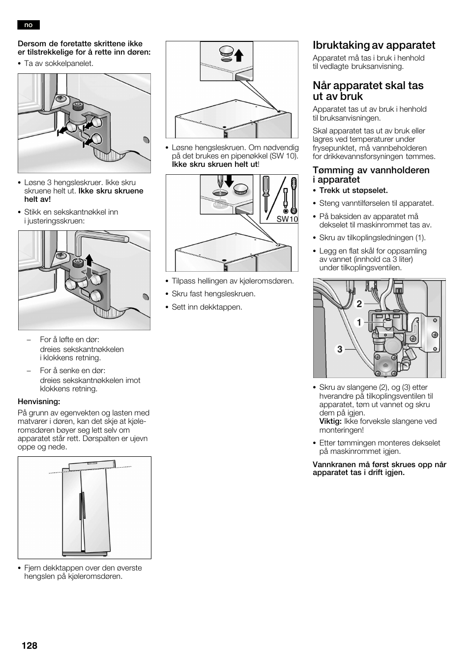 Ibruktaking av apparatet, Når apparatet skal tas ut av bruk | Neff K3990X7 User Manual | Page 128 / 240