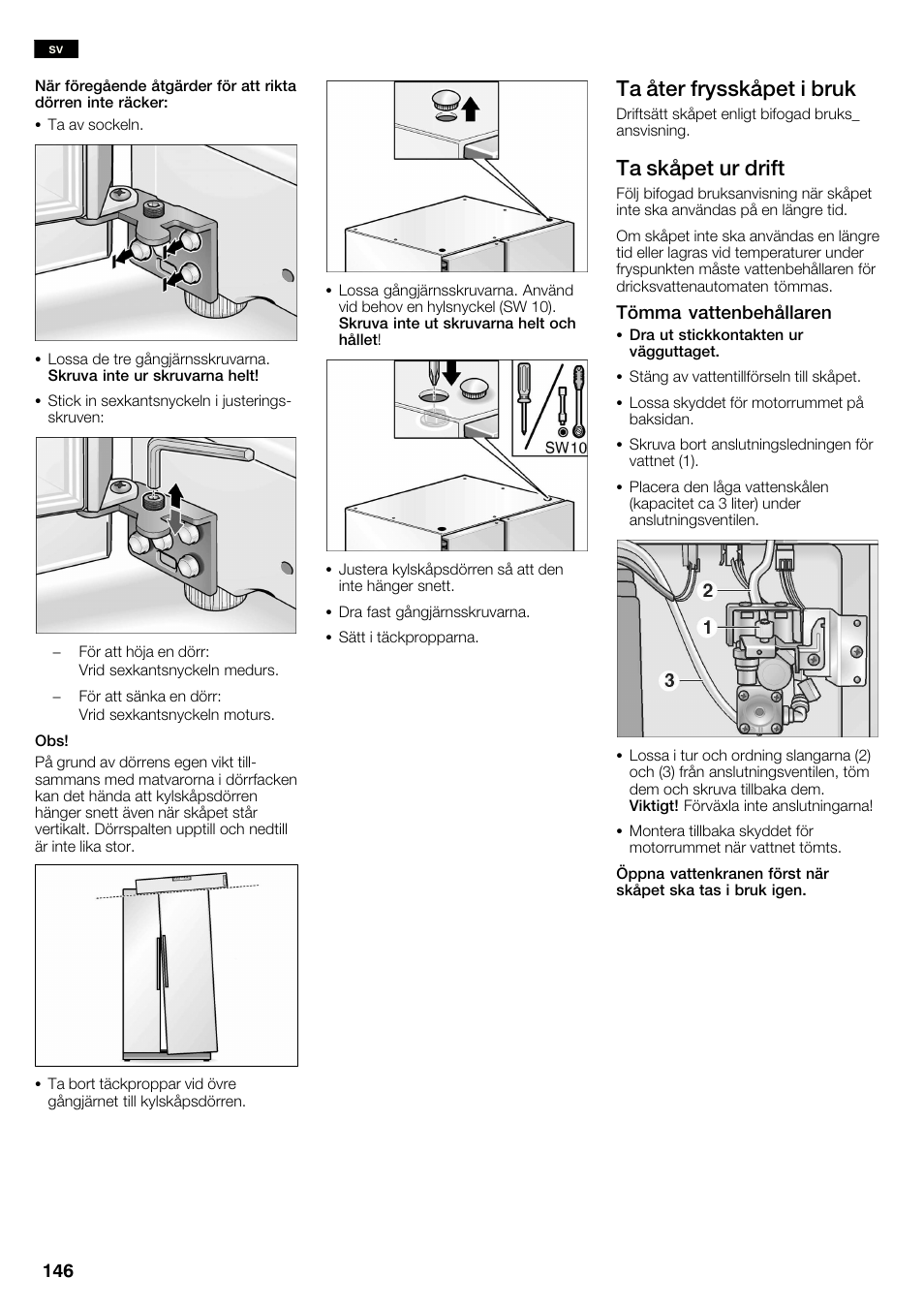 Ta åter frysskåpet i bruk, Ta skåpet ur drift | Neff K3990X7 User Manual | Page 146 / 240
