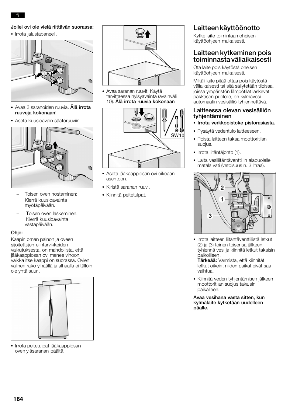 Laitteen käyttöönotto | Neff K3990X7 User Manual | Page 164 / 240