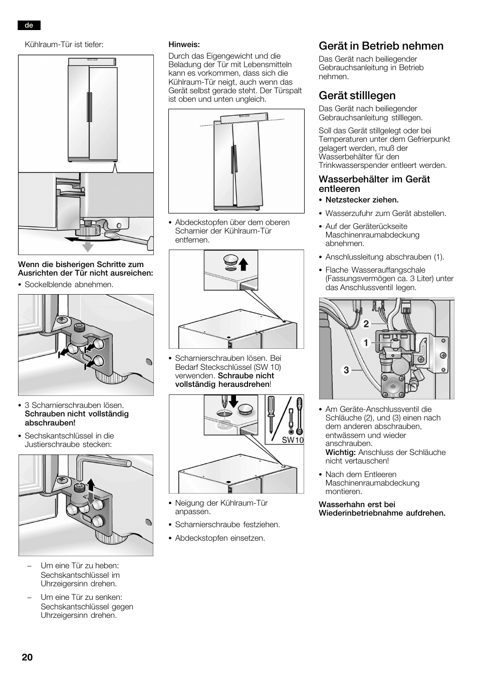 Gerät in betrieb nehmen, Gerät stilllegen | Neff K3990X7 User Manual | Page 20 / 240