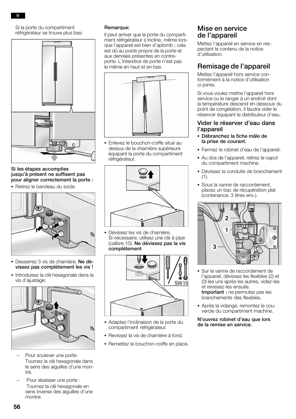 Mise en service de l'appareil, Remisage de l'appareil | Neff K3990X7 User Manual | Page 56 / 240