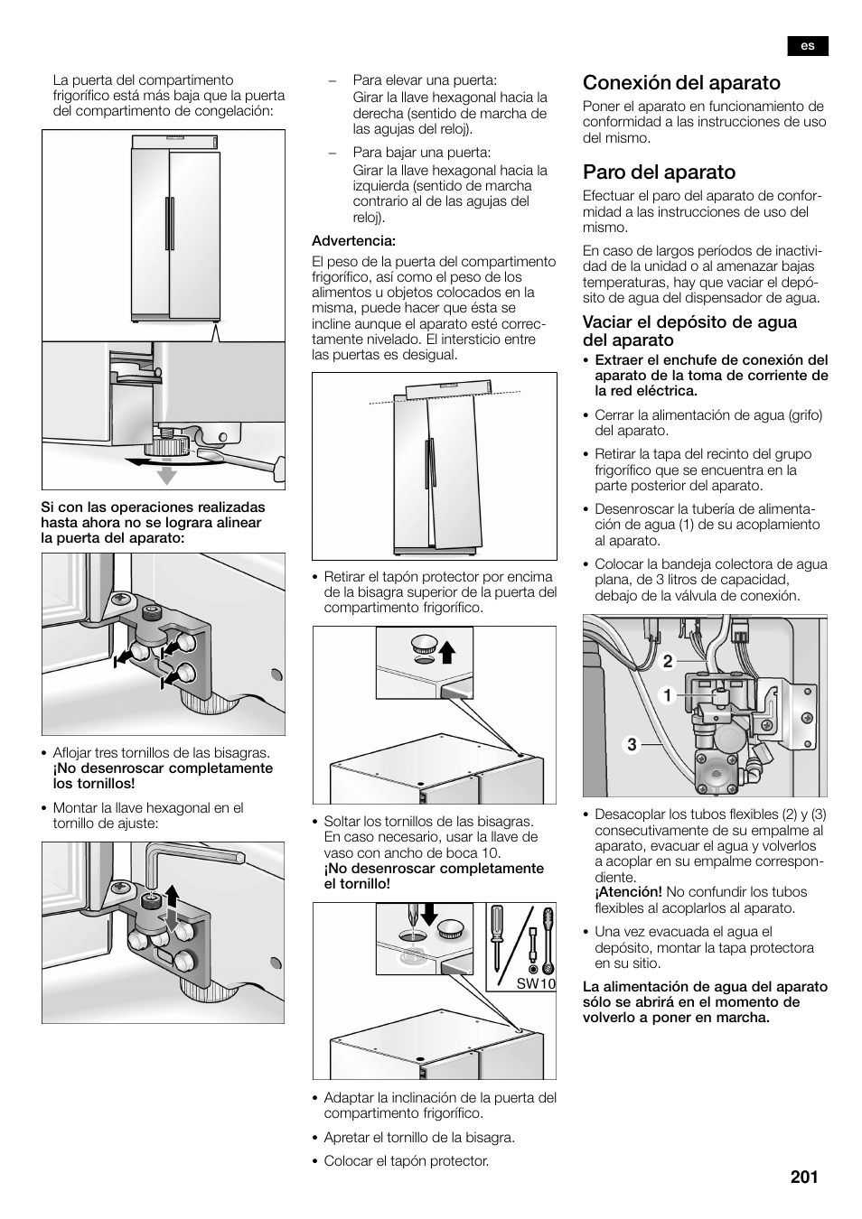 Conexión del aparato, Paro del aparato | Neff K3990X7 User Manual | Page 201 / 263