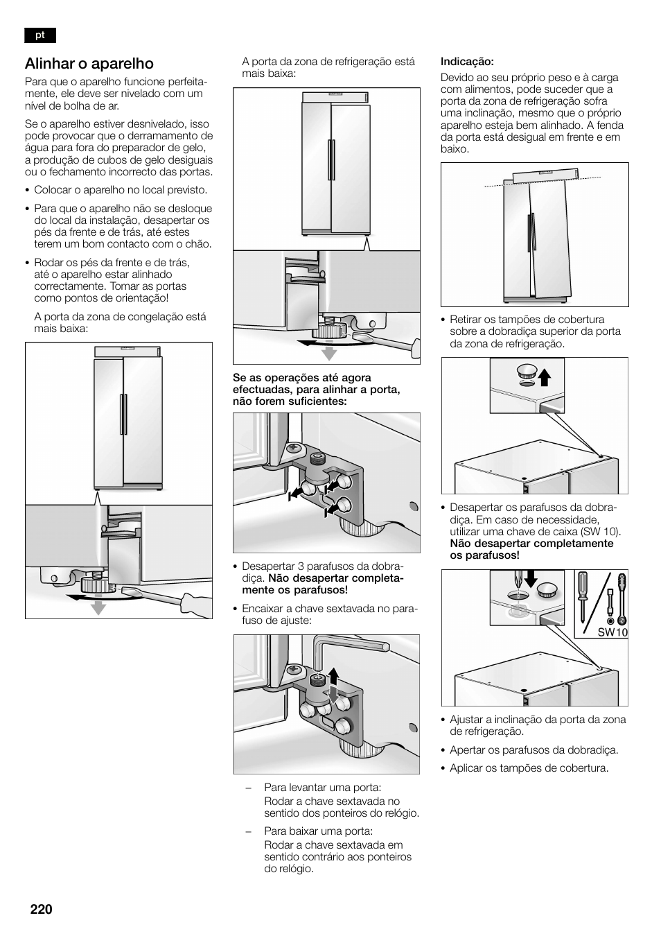 Alinhar o aparelho | Neff K3990X7 User Manual | Page 220 / 263