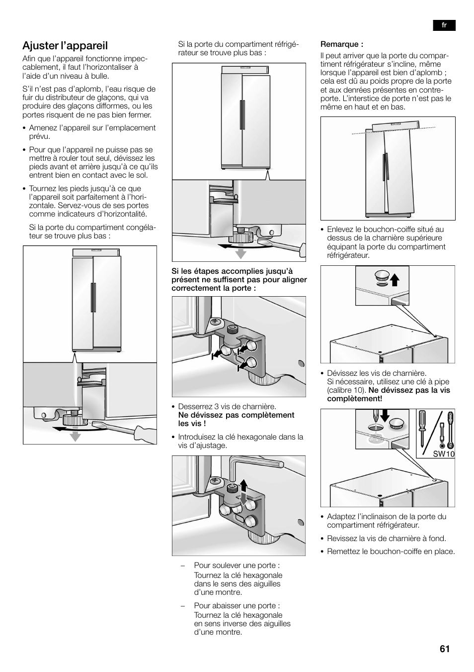 Ajuster l'appareil | Neff K3990X7 User Manual | Page 61 / 263