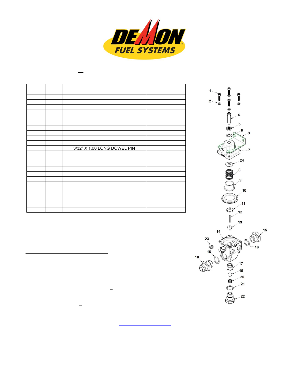Demon Fuel Systems 170304 User Manual | 1 page