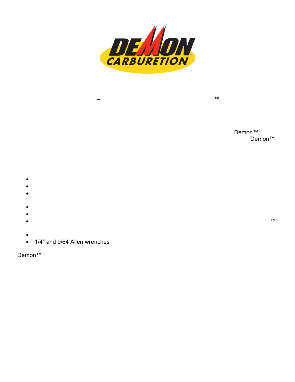 Demon Fuel Systems 190000 User Manual | 8 pages